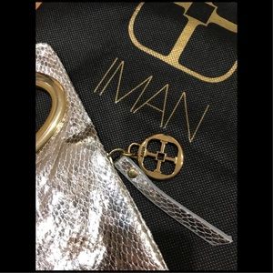 Iman Silver-Gold Clutch Purse. Brand New.